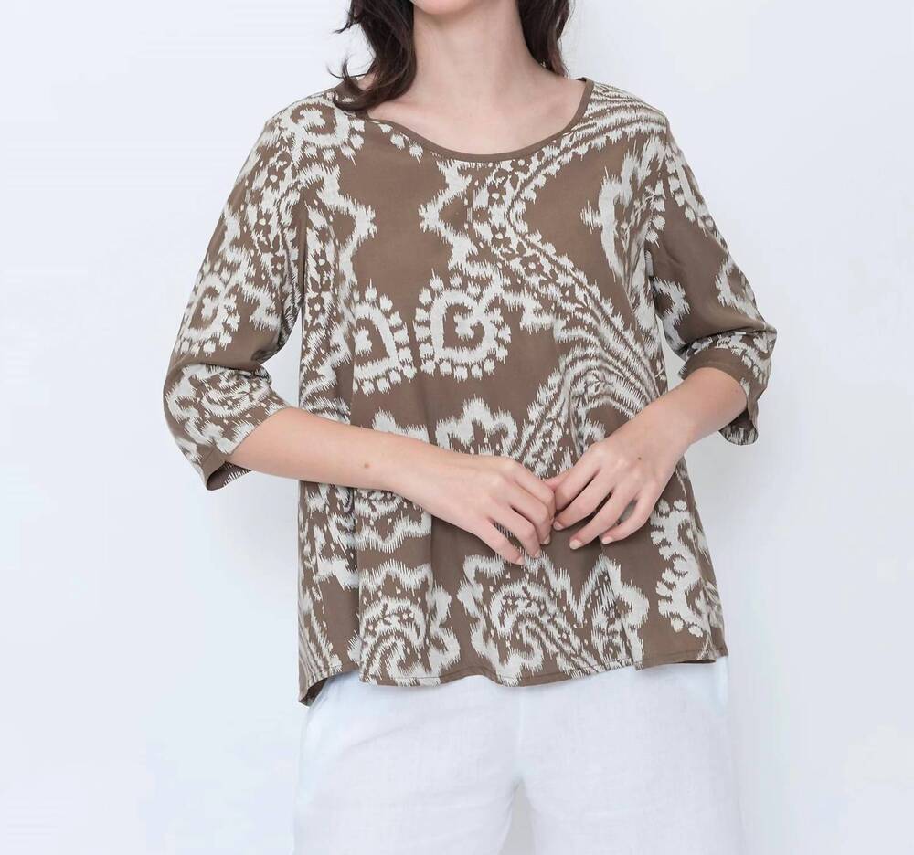 NEW BLUEBERRY easy a-line top in chocolate paisley